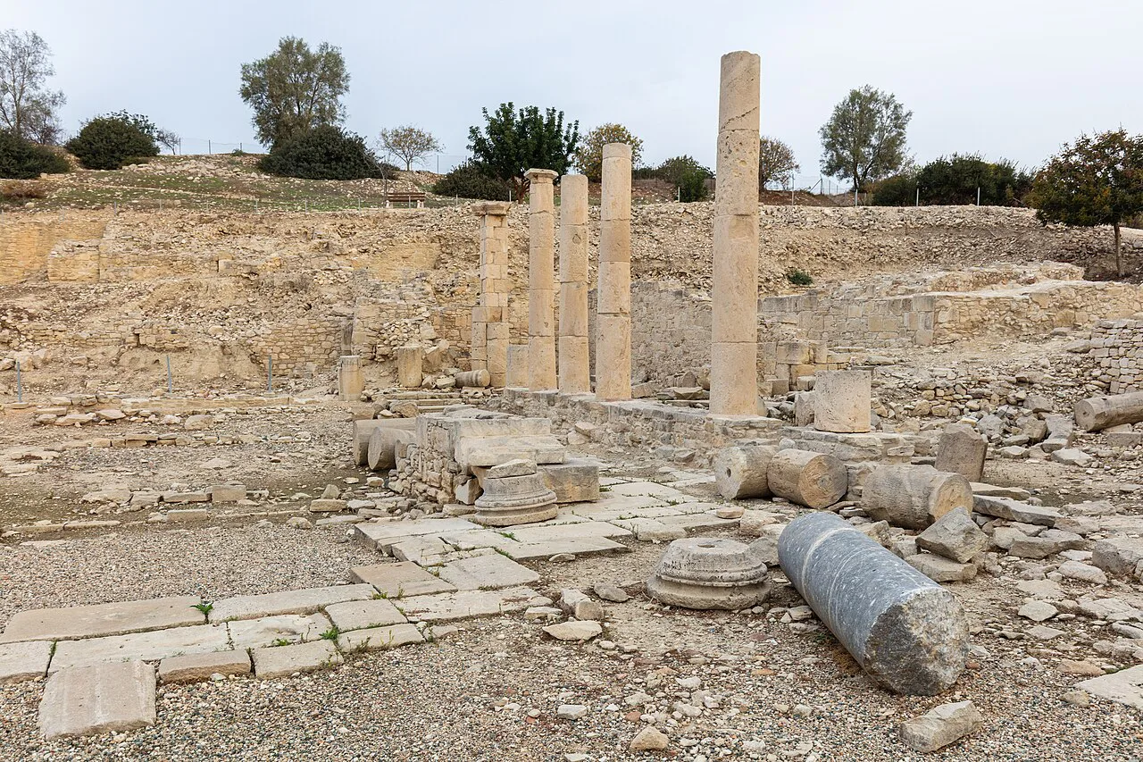 Columns and paving at the Amathus archaeological site.