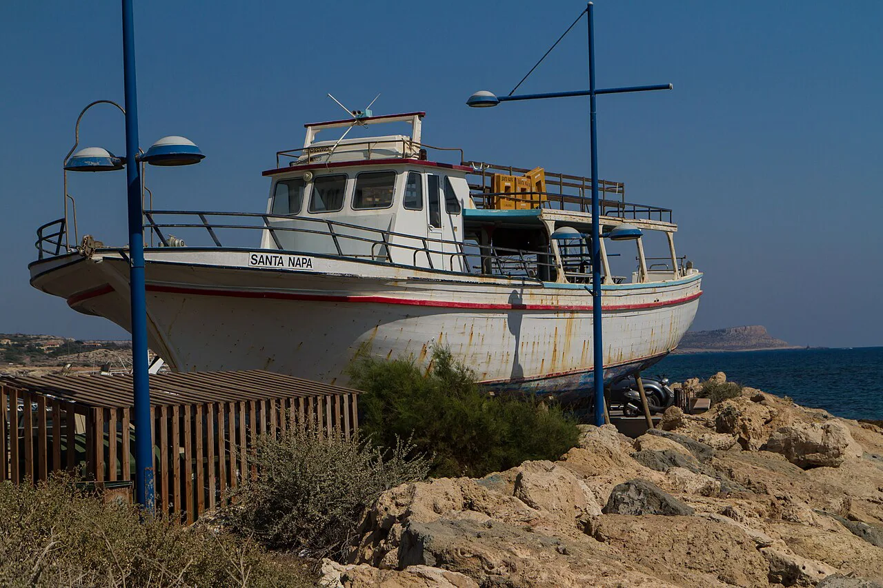 A boat on the shore at Ayia Napa.