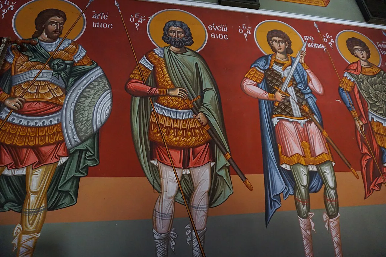 Painted figures at Ayia Napa Monastery.