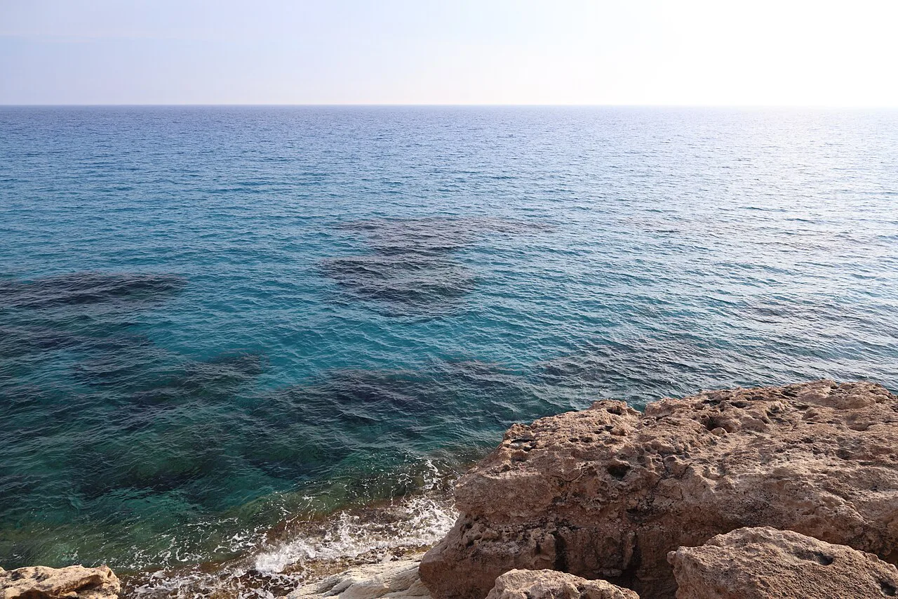Rocks and clear water by the sea caves, Ayia Napa.