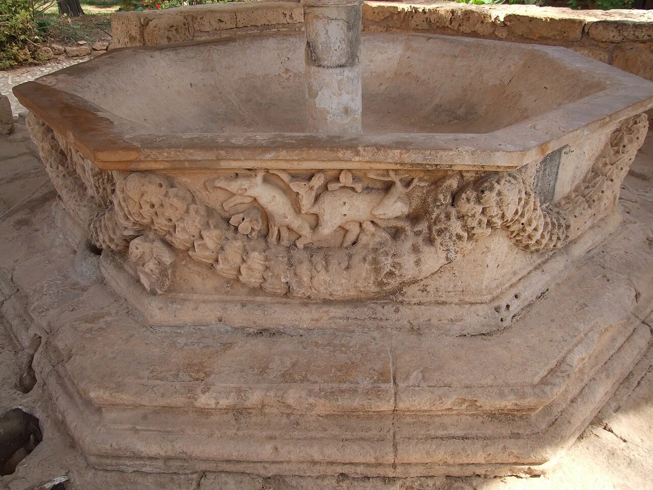 Carved stone fountain at Agia Napa Monastery, Ayia Napa.