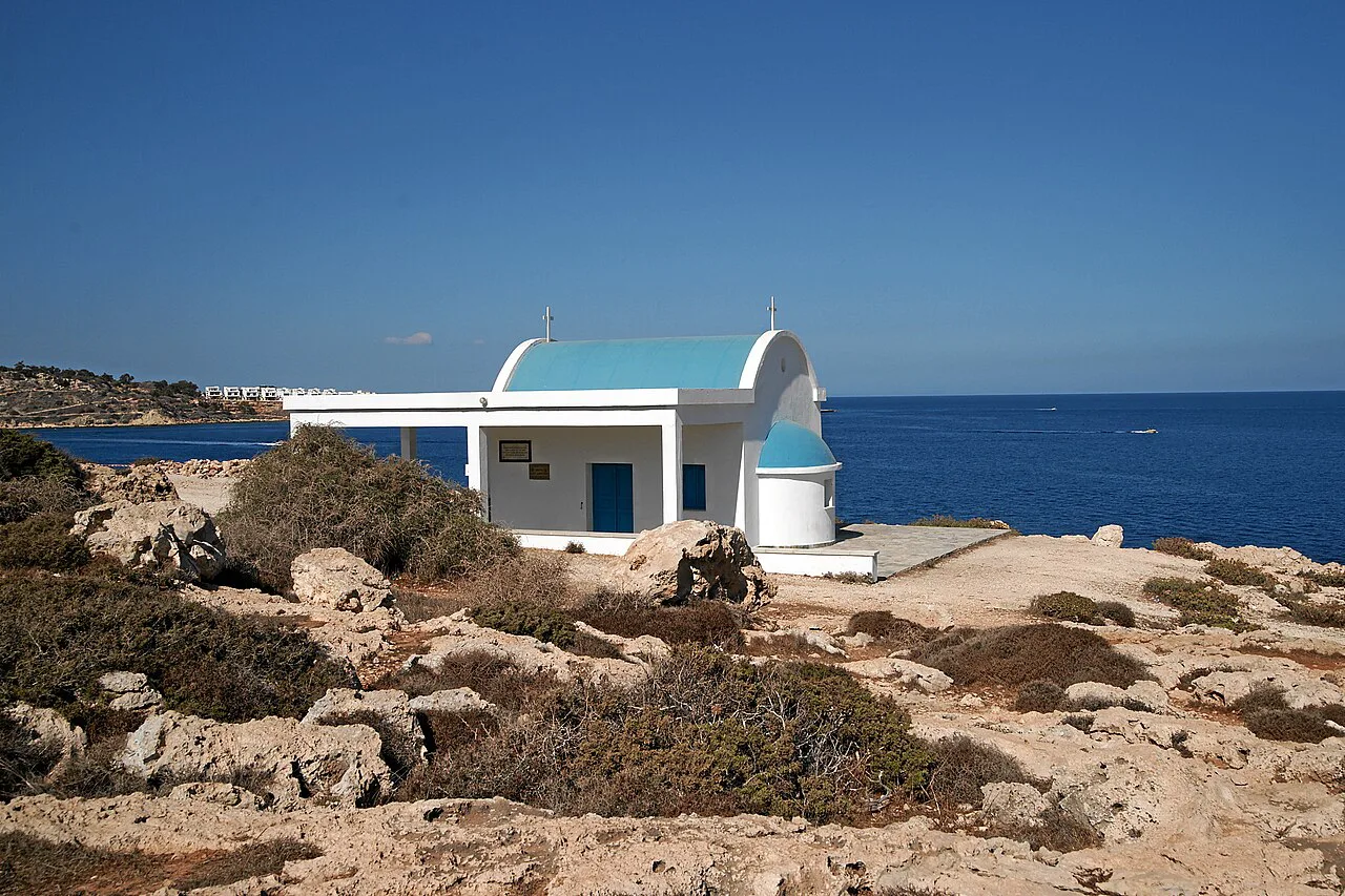 Agioi Anargyroi chapel on the coast at Cape Greco, near Ayia Napa.