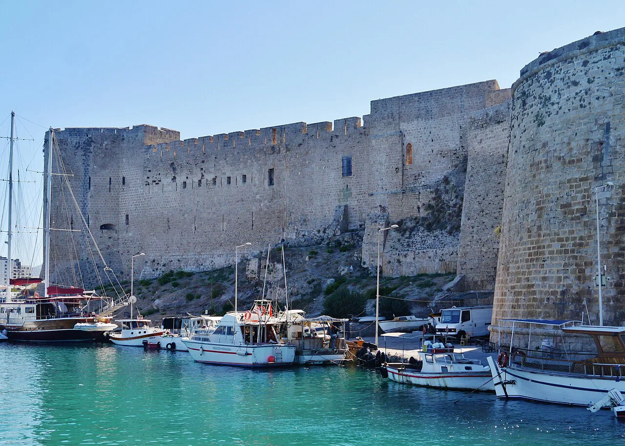 Kyrenia Castle walls above the harbour.