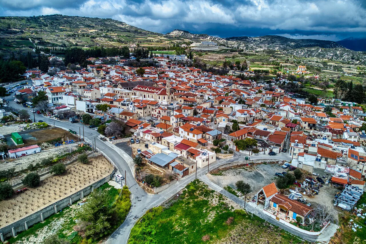 Aerial view of Omodos.