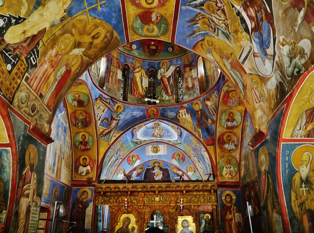 Painted interior of Panagia tou Araka, Lagoudera.