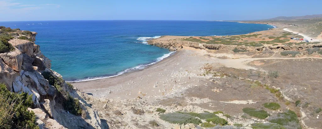 Lara Beach, seen from the cliffs.