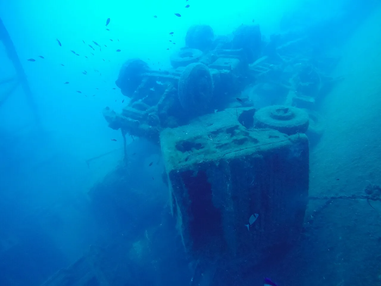 The Zenobia wreck underwater.