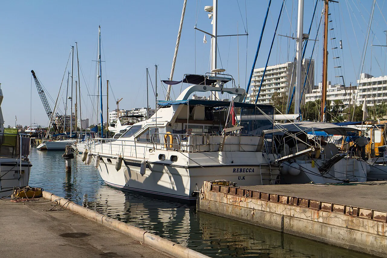 Boats moored in Larnaca.