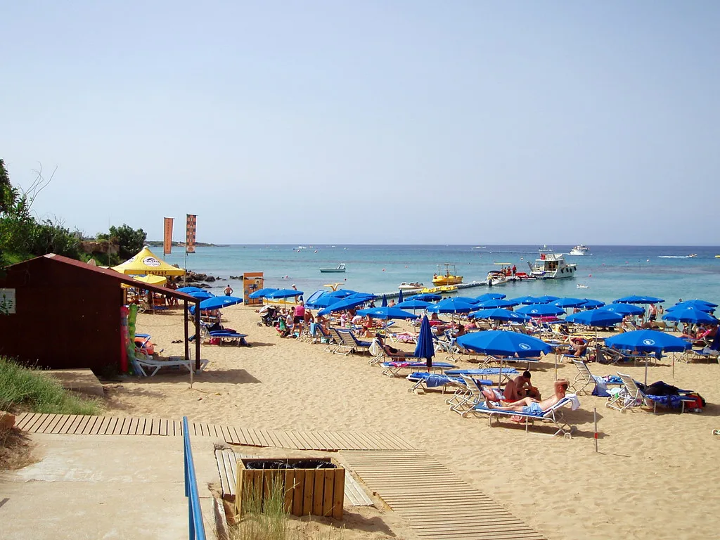 Sunshades on Fig Tree Bay, Protaras.