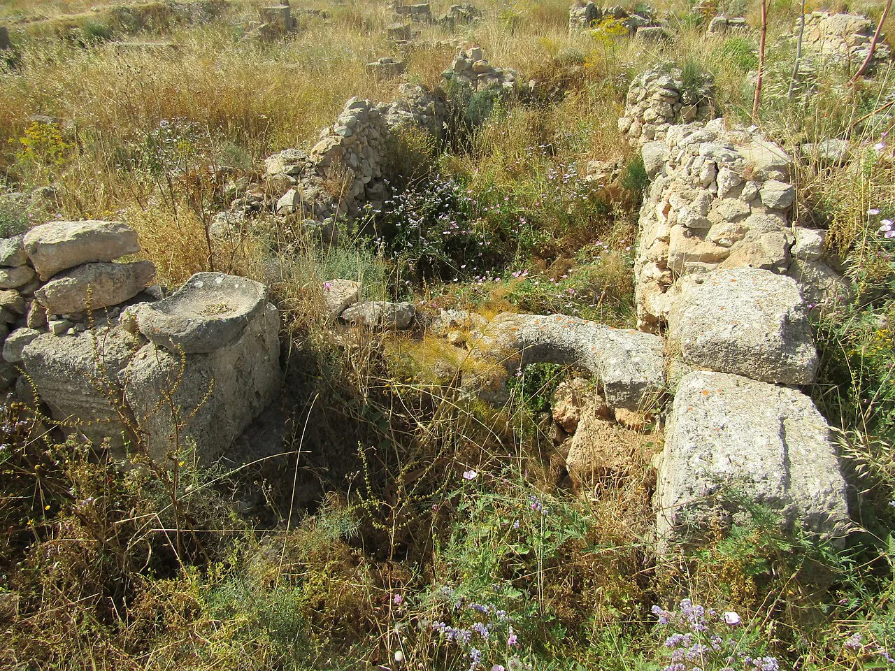 Stone remains at the Enkomi archaeological site.
