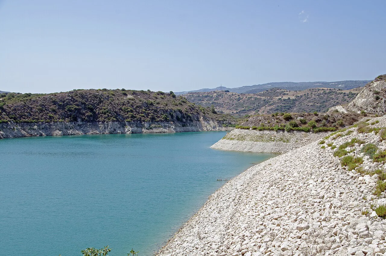Embankment of Evretou Dam.