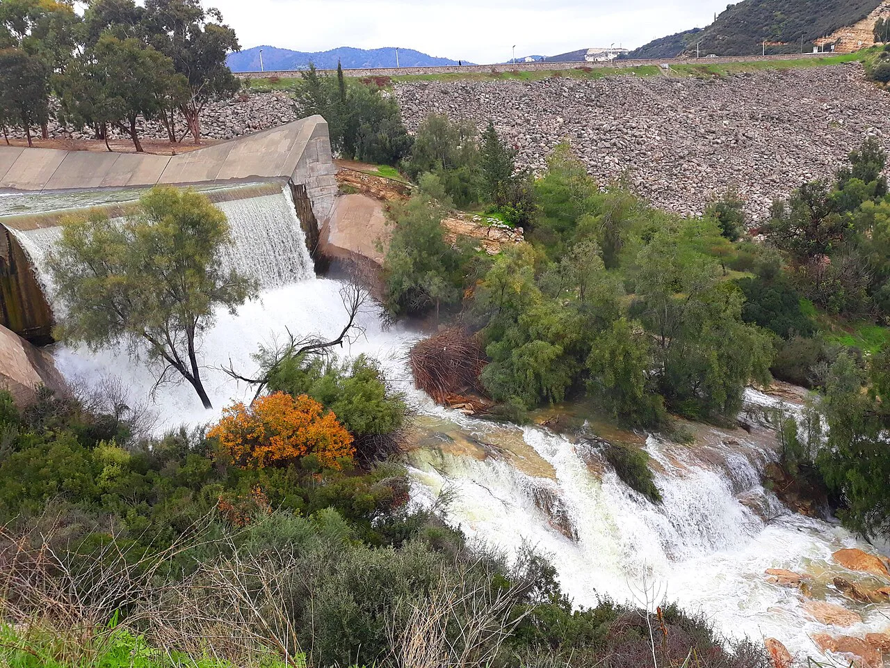 Germasogeia Reservoir spillway cascade.