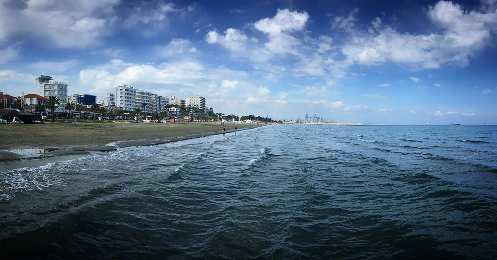 Waves on the beach at Larnaca.