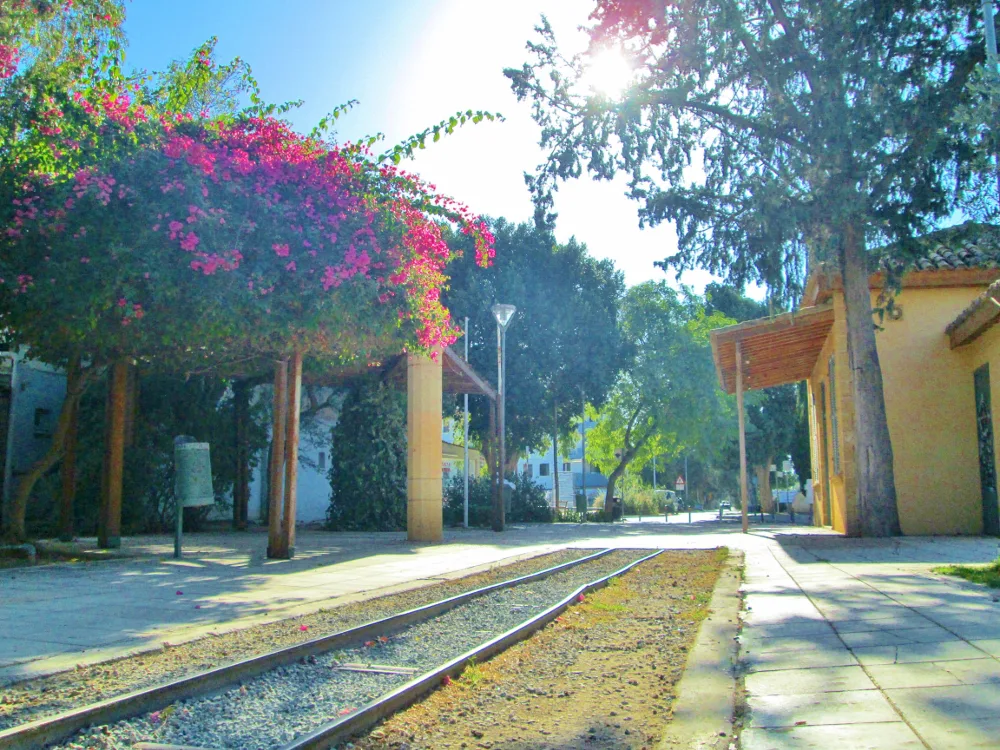 Railway line and park at the old Kaimakli station, Nicosia.