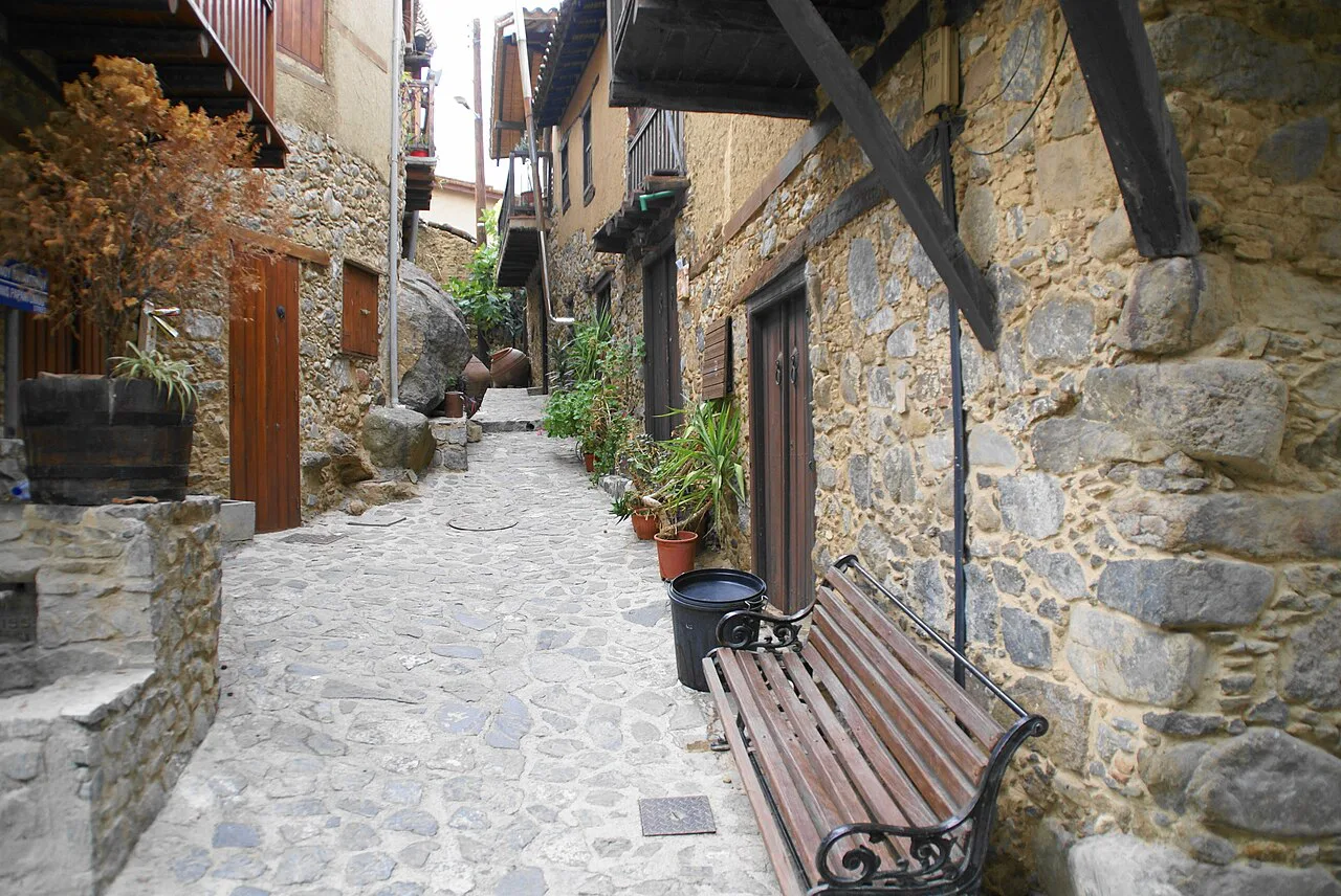 Stone-paved lane in Kakopetria.
