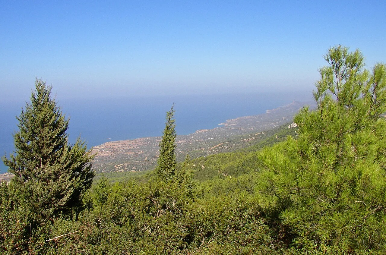 View from Kantara Castle towards the coast.