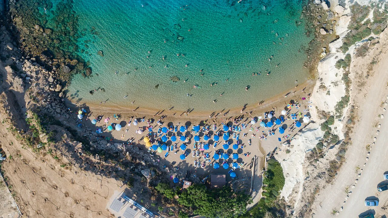 Aerial view of Kapparis beach.