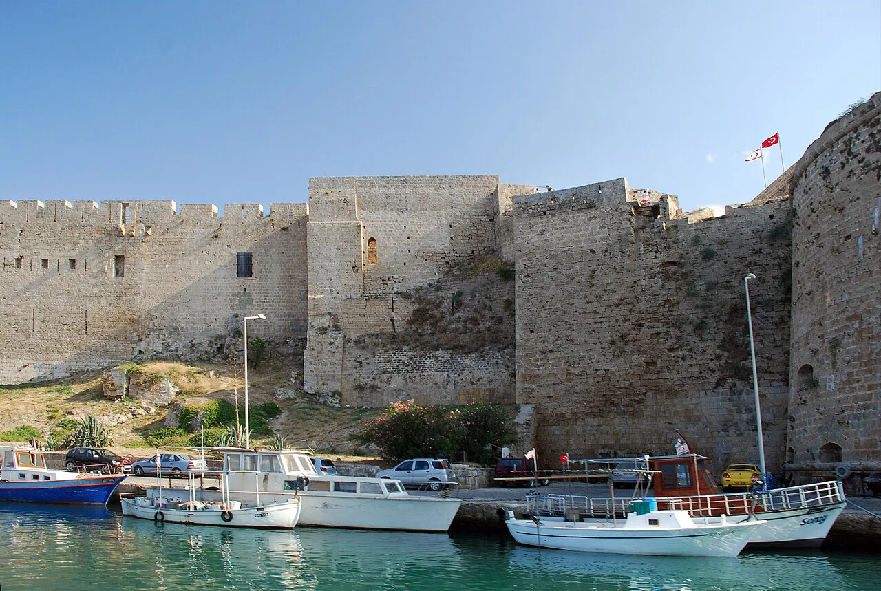 Boats below the castle walls at Kyrenia harbour.