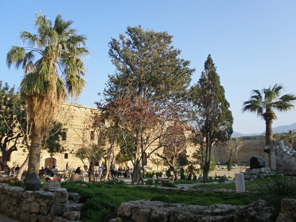 Gardens beside the walls of Kyrenia Castle.