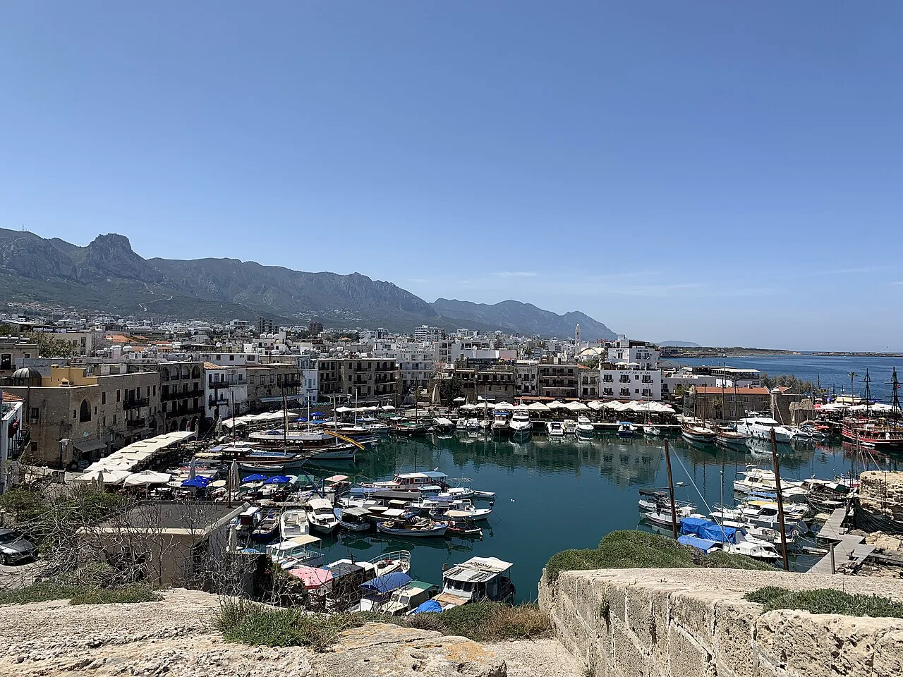 Kyrenia old harbour seen from Kyrenia Castle.