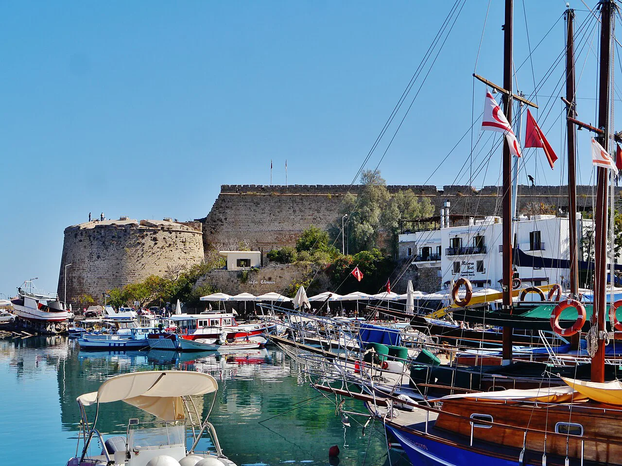 Kyrenia castle beside the harbour.