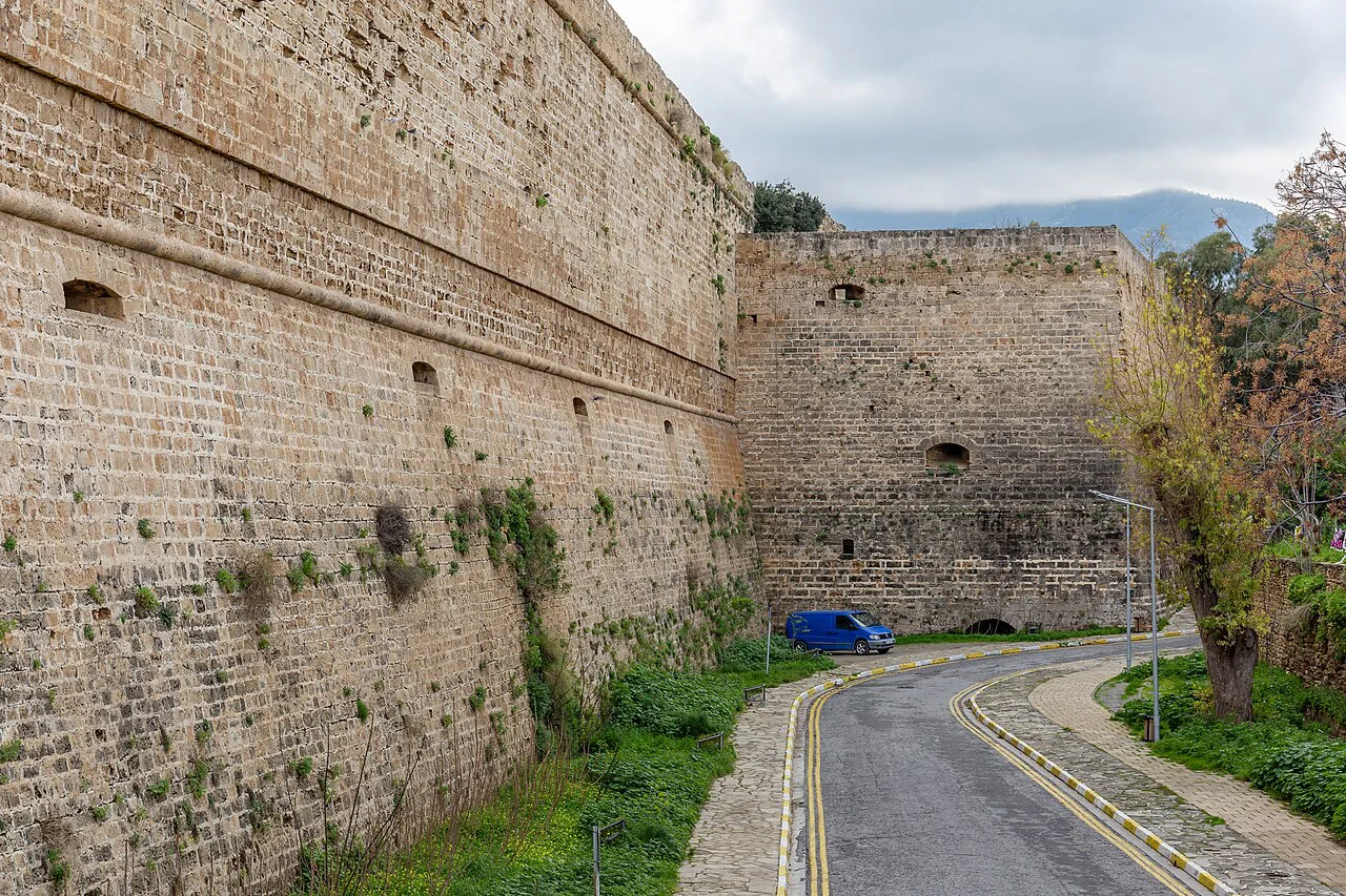 City walls beside Kyrenia Castle.
