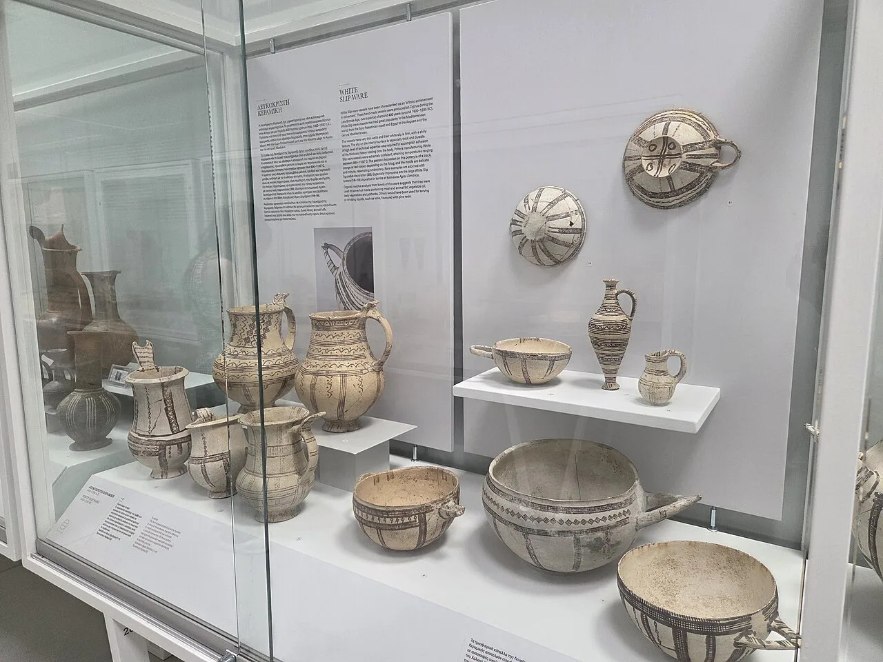 Display cases at Larnaca District Museum.