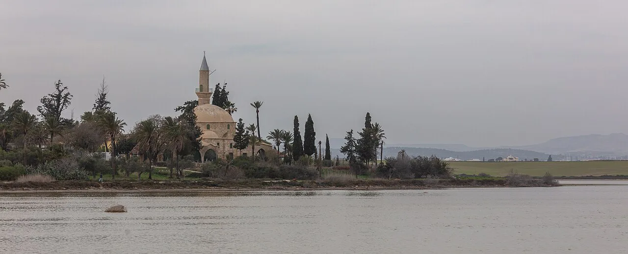 Hala Sultan Tekke across Larnaca Salt Lake.