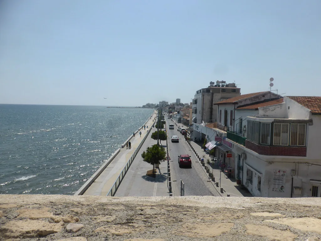 The Larnaca seafront seen from the castle.