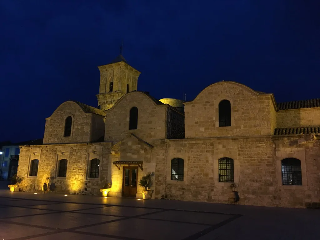 Larnaca Castle at dusk.