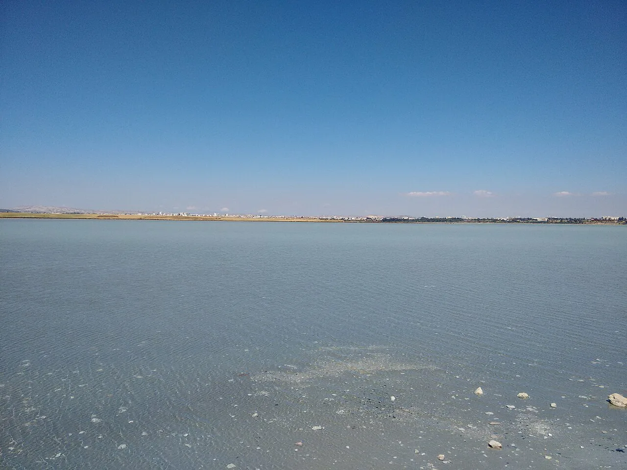 Water on Larnaca Salt Lake.