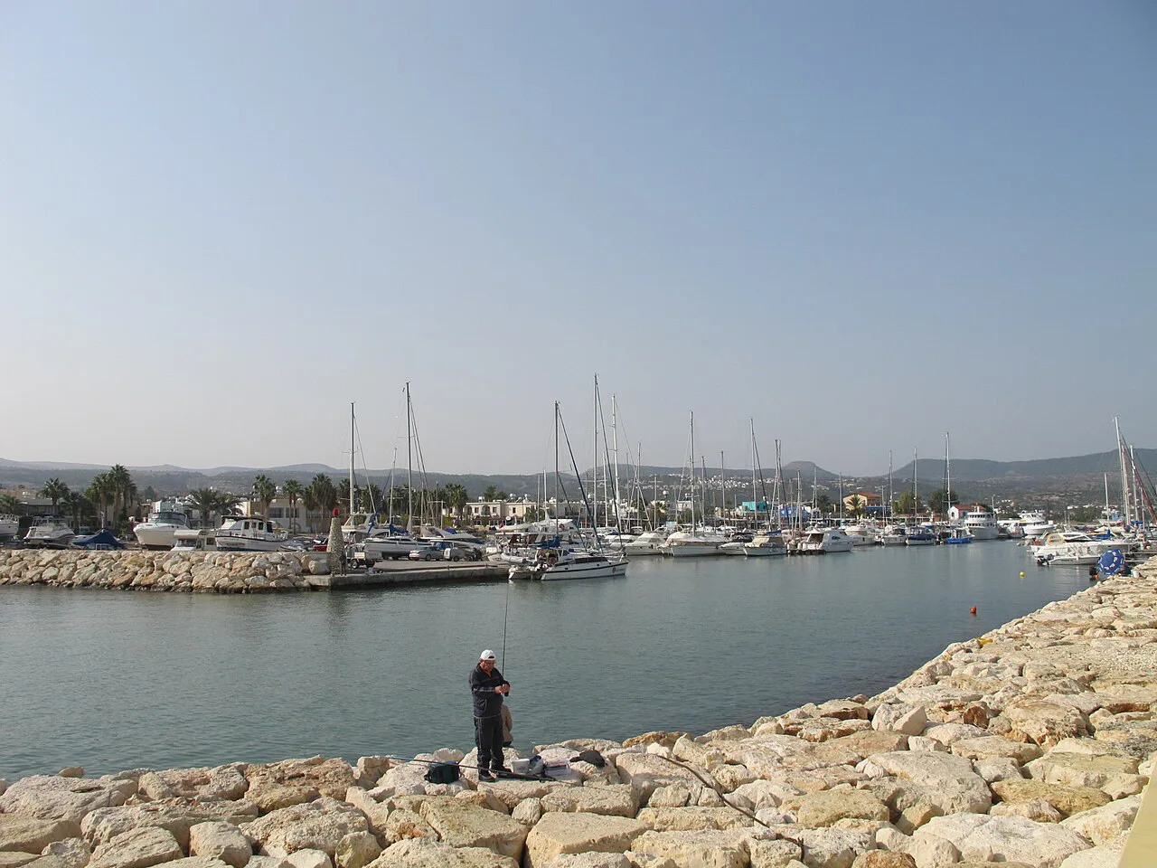 Boats moored in the marina at Latchi.
