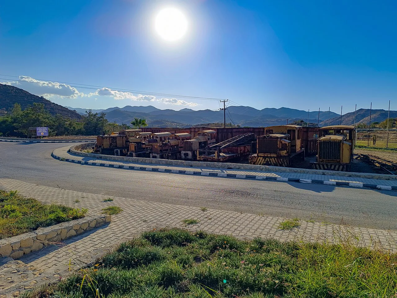 Old Cyprus Mines Corporation locomotives at Lefke by the road.