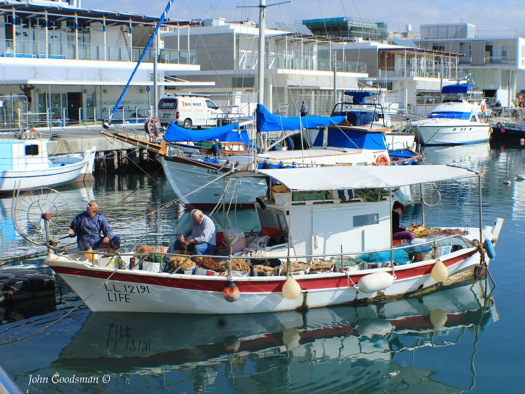 Fishing boats in the old harbour at Limassol.