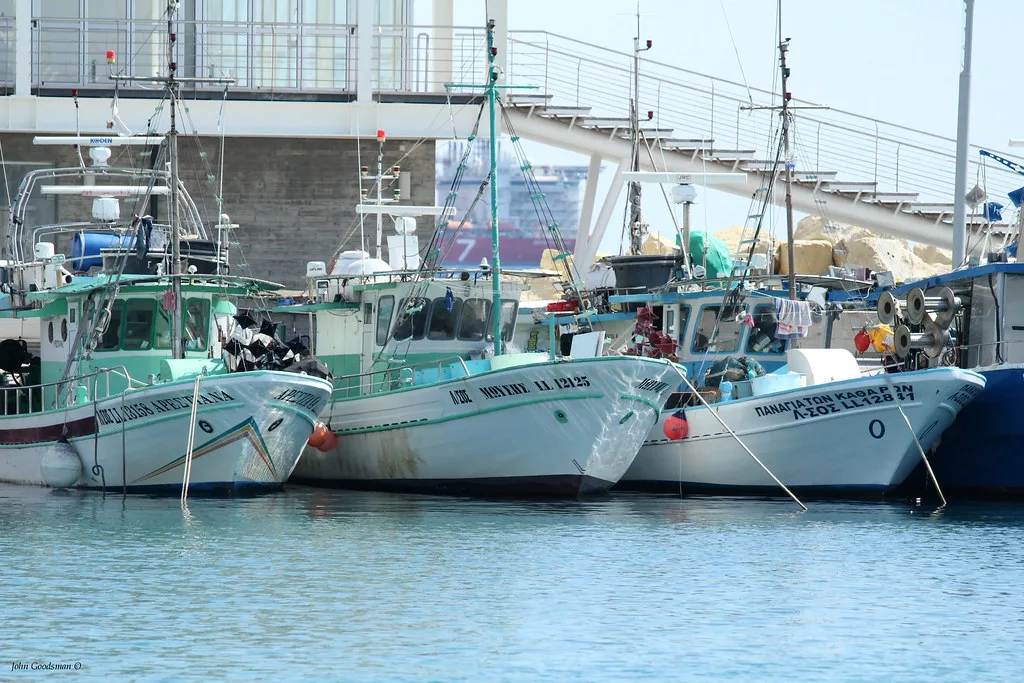 Fishing boats in the old harbour at Limassol.