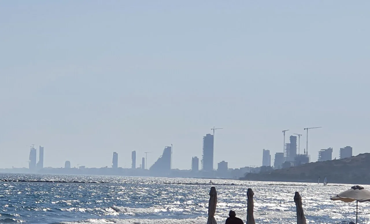 The Limassol skyline seen across the sea.