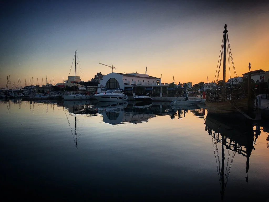 Limassol Marina at sunset.