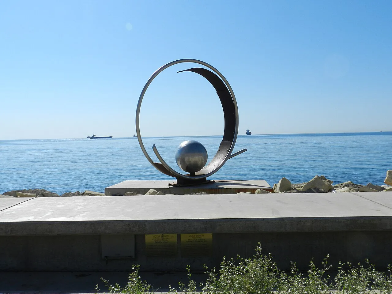 Ring sculpture beside the sea in Limassol Sculpture Park.