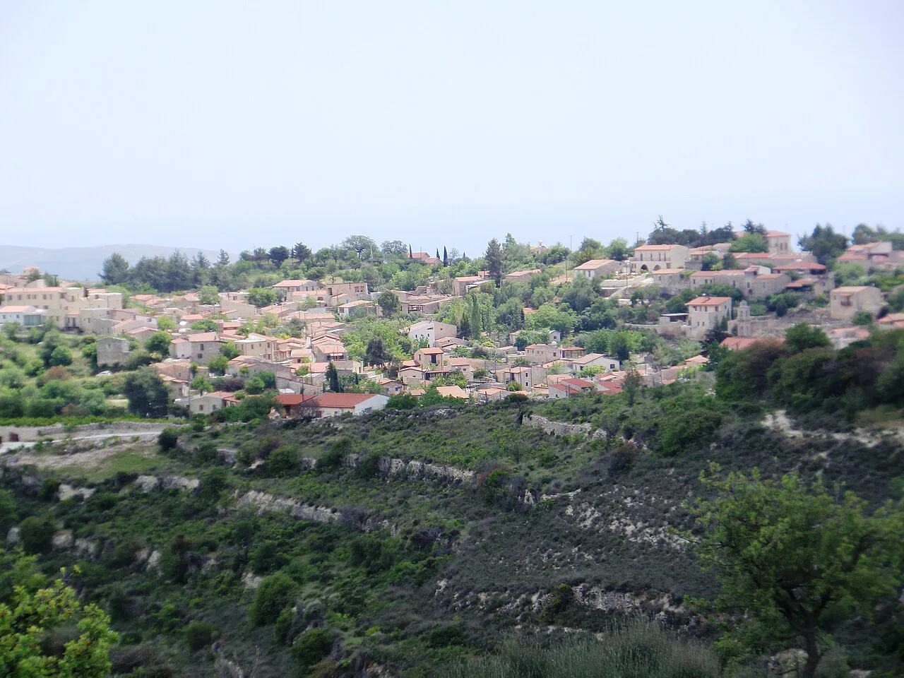 View of Lofou village among the hills.