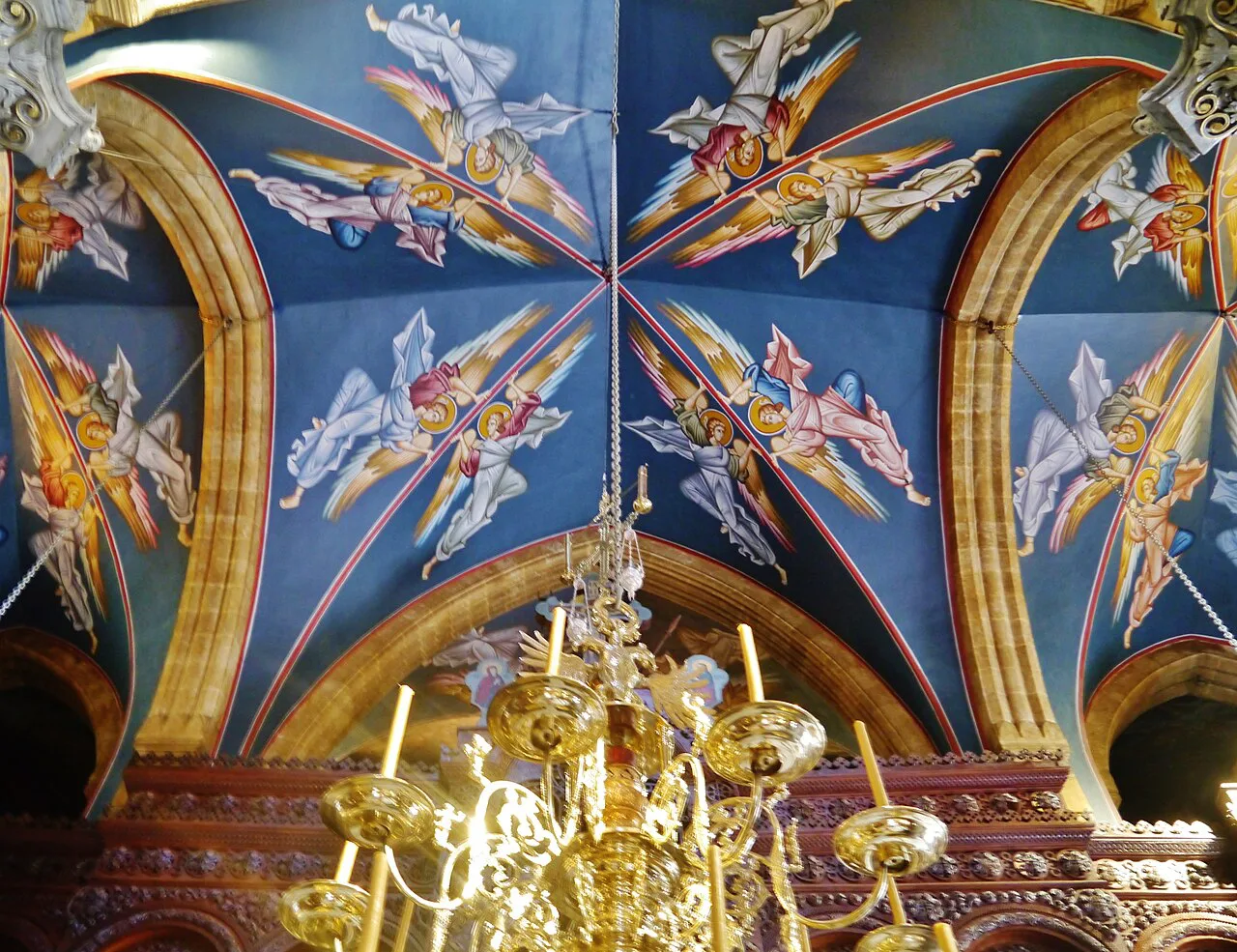 Painted interior of the church at Machairas Monastery.