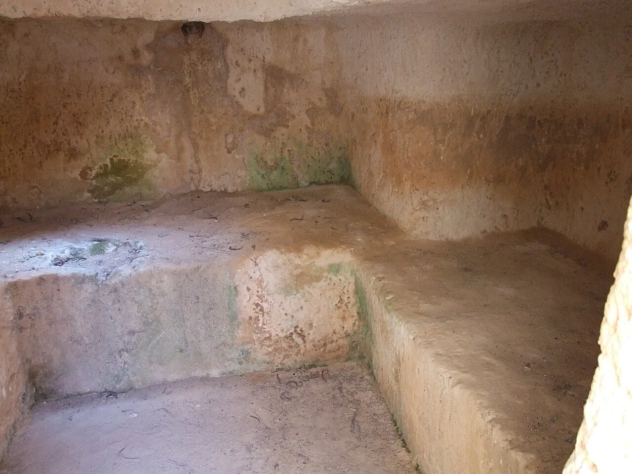 Interior of a rock-cut tomb at Makronissos, Ayia Napa.