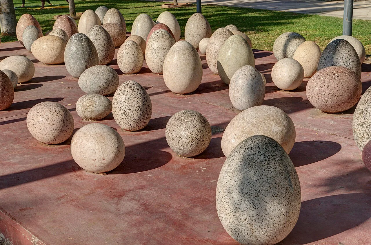 Egg sculptures on the Molos seafront, Limassol.