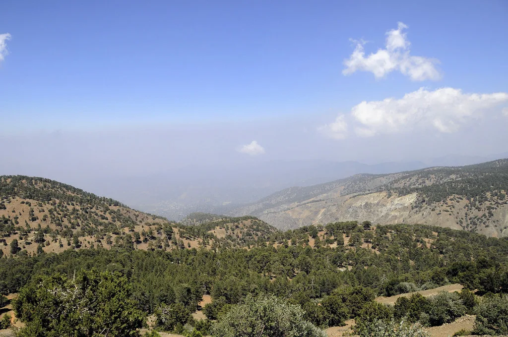 View from Mount Olympus in the Troodos Mountains.