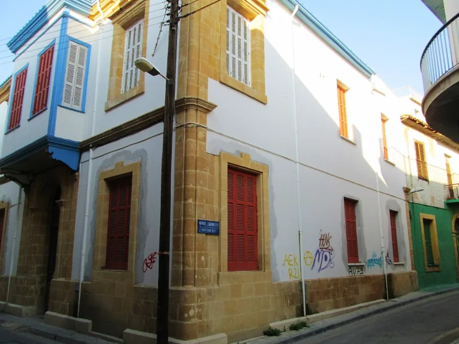 Old town buildings on Sutsu Street, Nicosia.