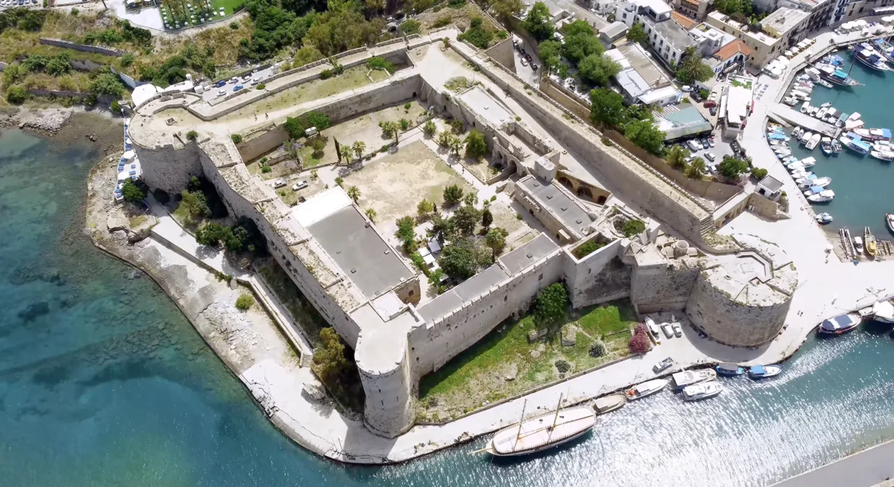 Aerial view of Kyrenia Castle and harbour.