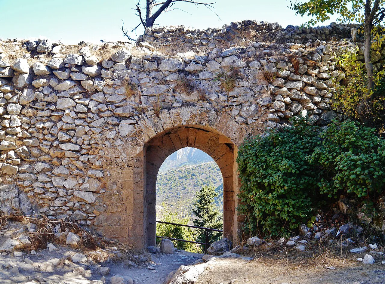 Stone gateway at Saint Hilarion Castle.