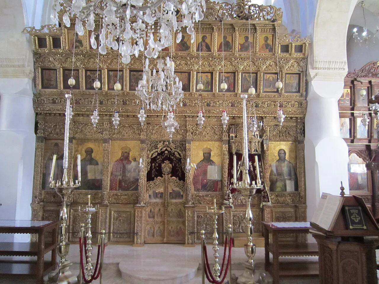 Iconostasis inside the Monastery of the Holy Cross, Omodos.