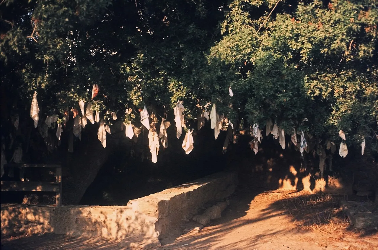 The wishing tree at Agia Solomoni catacomb church, Paphos.