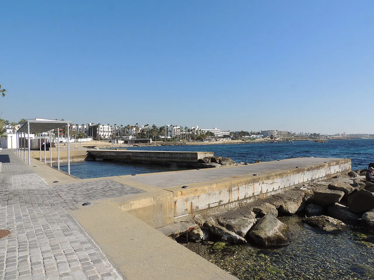 Harbour wall and sea at Paphos.