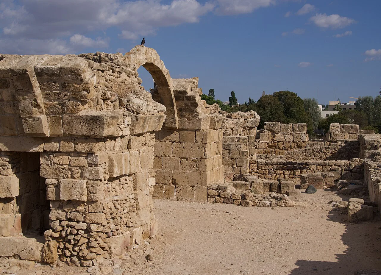 Ruins of Saranta Kolones castle, Paphos Archaeological Park.
